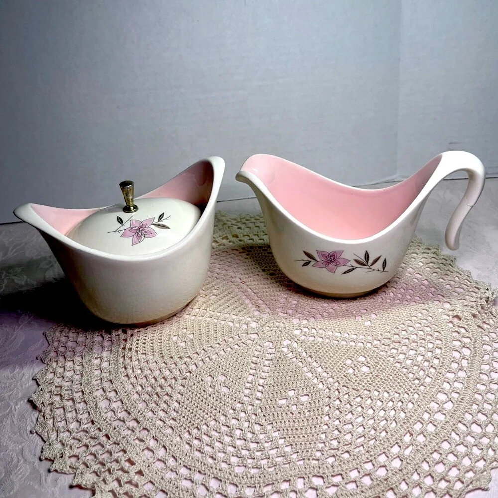 Charming Taylor Smith Taylor Rose Sachet Pink Flowers Creamer and Sugar Bowl